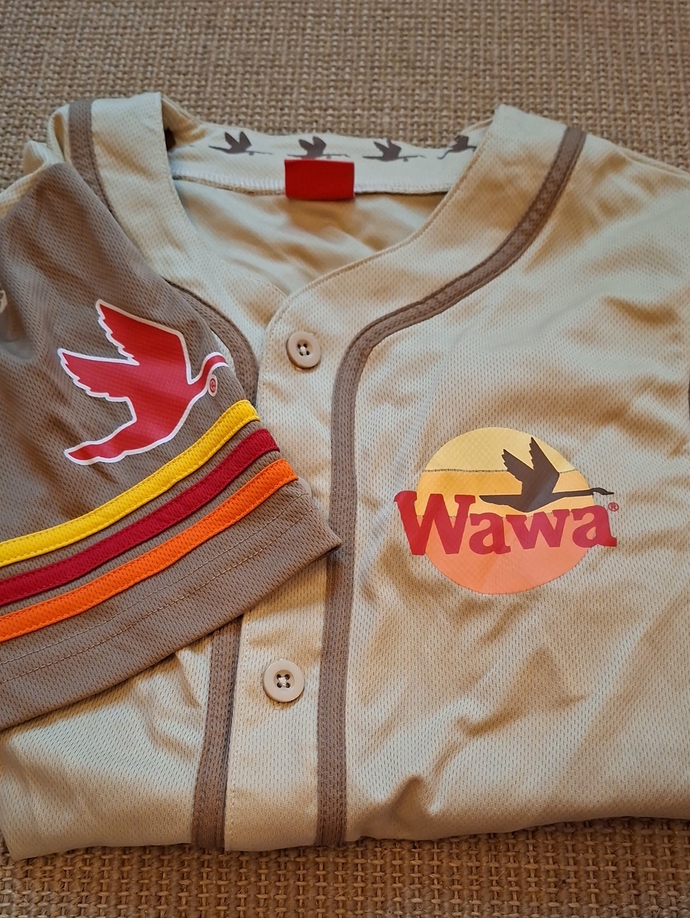 Retro Wawa Kids Beige Baseball-Style Jersey